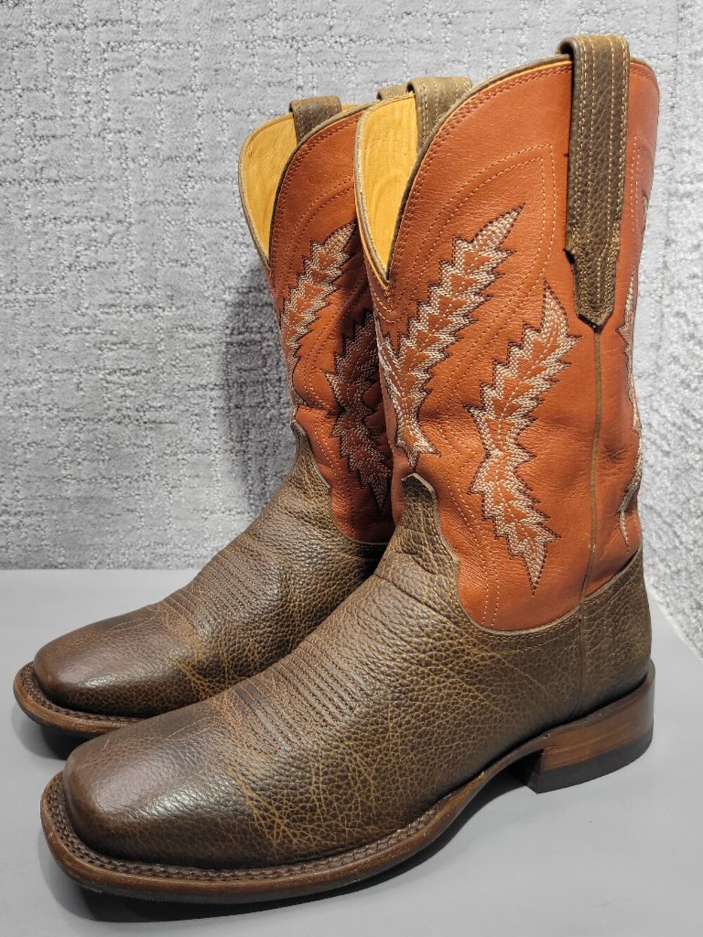 Tecovas The Doc Frontier Men's Size 11.5D Dark Chestnut & Rust Orange Boots - Picture 2 of 14